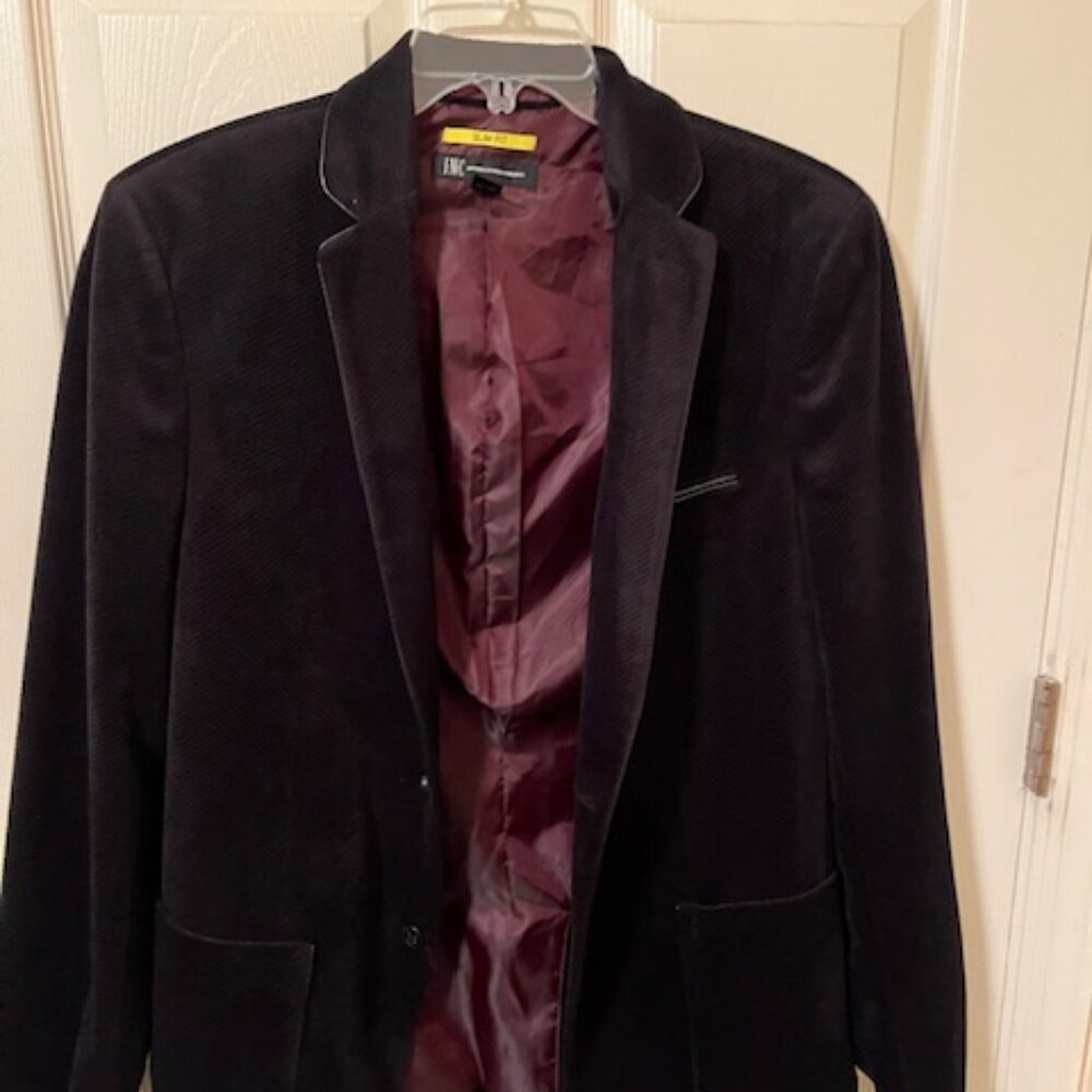 INC International Concepts Men's Black Velvet Blazer.  Slim Fit Large
